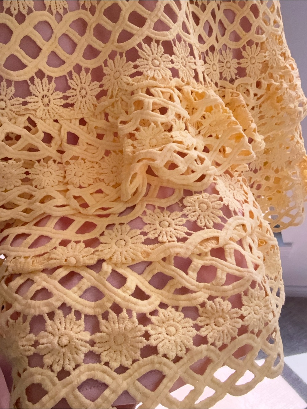 Lulu's Yellow Crochet Lace Fit-and-Flare Mini Dress - Picture 2 of 5